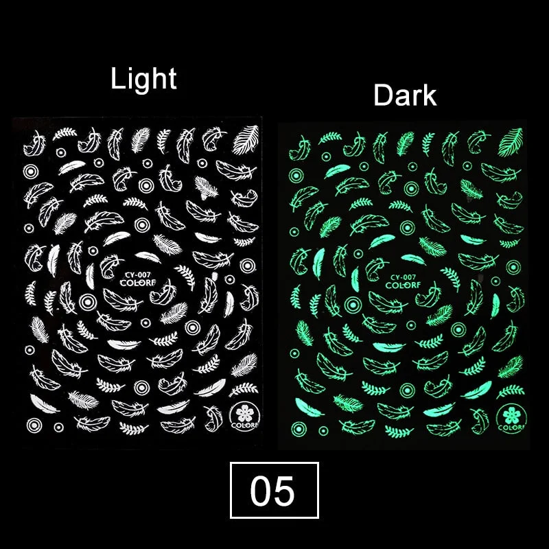 1PC Luminous Butterfly 3D Nail Stickers Five-pointed Stars /Number Acrylic Design Summer Nail Art Stickers Manicures Decoration