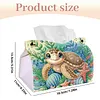 Diamond Art Painting Decorative Paper Napkin Dispenser Wear Resist Handmade Household Container Multifunction Rhinestone PU Tissue Holder Kit for Adults Home Office Gift (Cute Underwater Turtle)