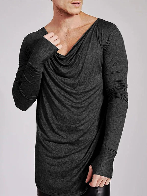 Aonga - Mens Ruched Cowl Neck with Gloves Tee