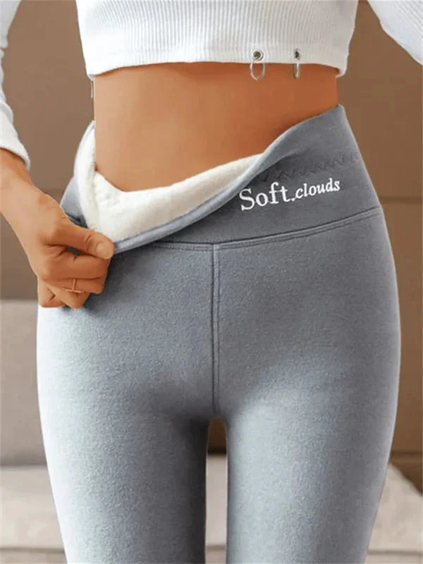 Soft Clouds Leggings Casual Warm Winter Solid Pants