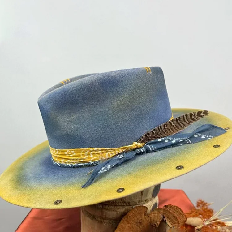 Retro Ribbon Feather Decor Wool Fedora Hat