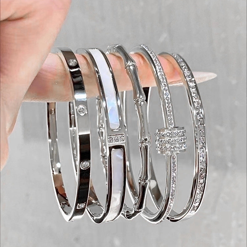 Elegant Minimalist Classic Style Solid Color 304 Stainless Steel Bangle In Bulk