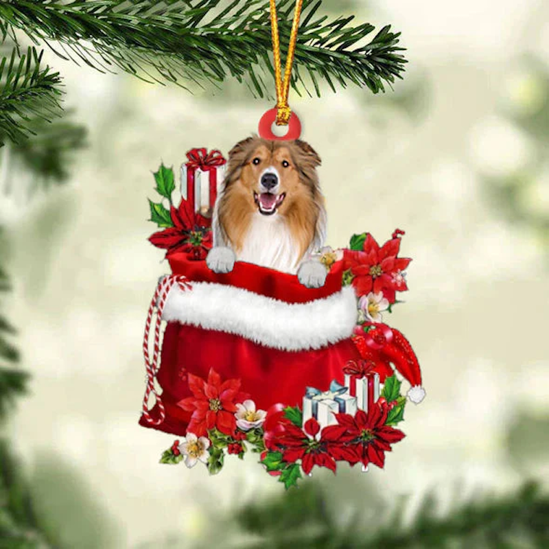 VigorDaily Rough Collie In Gift Bag Christmas Ornament GB016