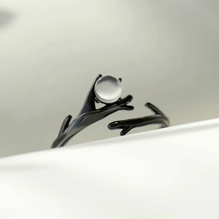 925 Sterling Silver Moonlight Forest Gemstone Finger Ring - Gotamochi Kawaii Shop, Kawaii Clothes