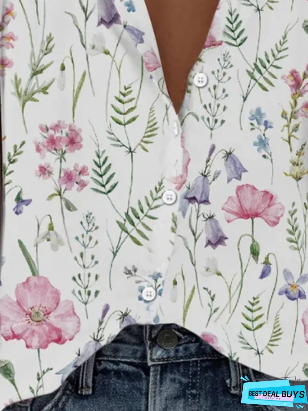 Casual Floral Short Sleeve Blouse