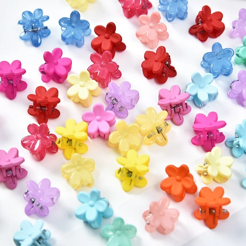 20-50 Pcs Baby Girls Small Hair Claw Cute Candy Color Flower Blossoms Jaw Clip Children Hairpin Hair Accessories New Fashion