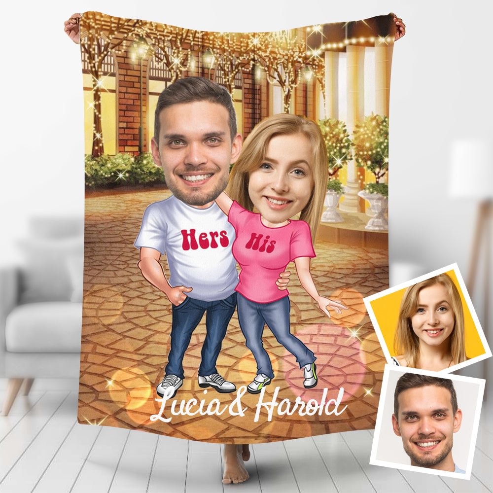 Custom Blankets Personalized Photo Blanket Couple T-Shirt Painting Style Blanket