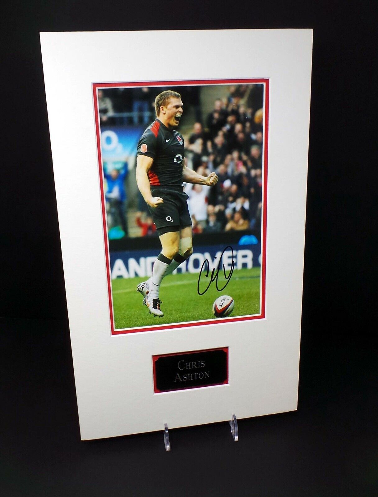 Chris ASHTON Signed & Mounted England Rugby 12x8 Photo Poster painting Display AFTAL COA