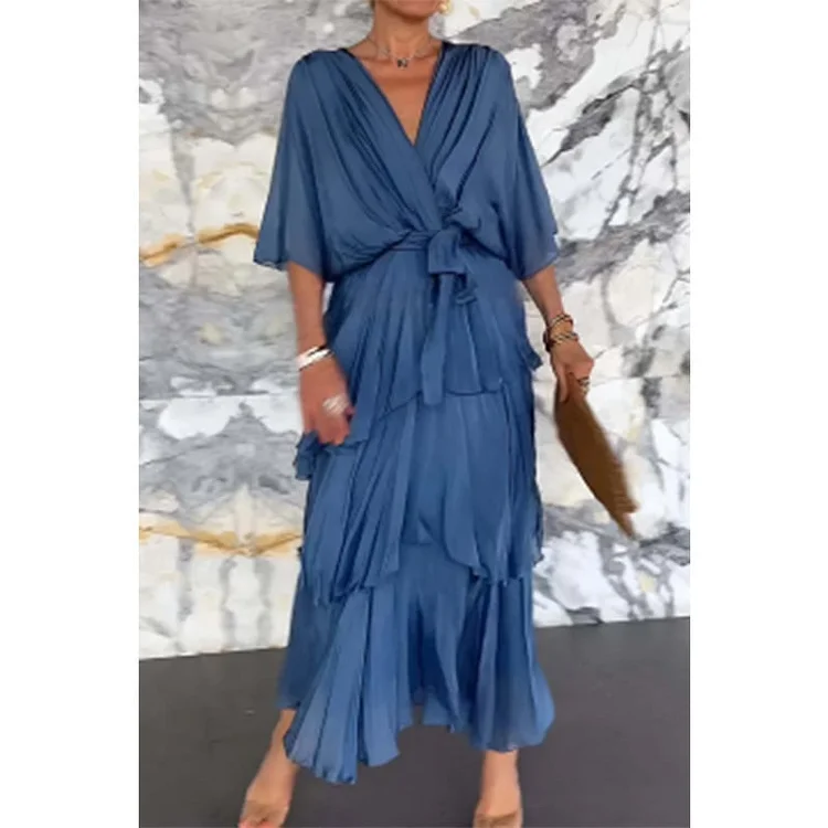 Women's V-neck Multi-layered Elegant Dress - Buy 2 Free Shipping