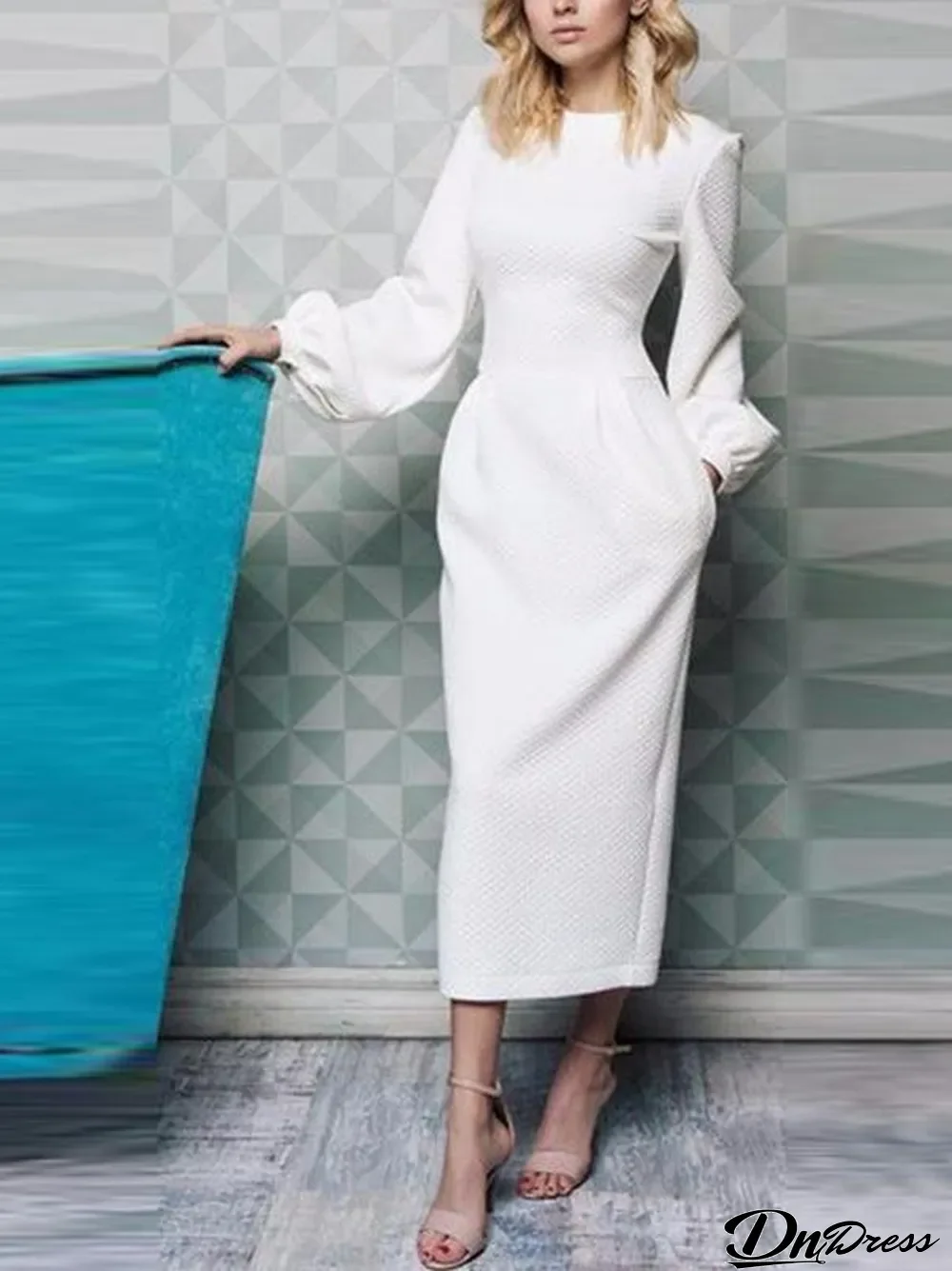 Women's Dresses Lantern Long Sleeve Round Neck Dress