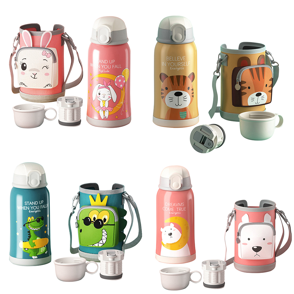 

550ml Cartoon Cute Straw Cup Stainless Steel Water Bottle for Adults Kids, Rabbit, 501 Original