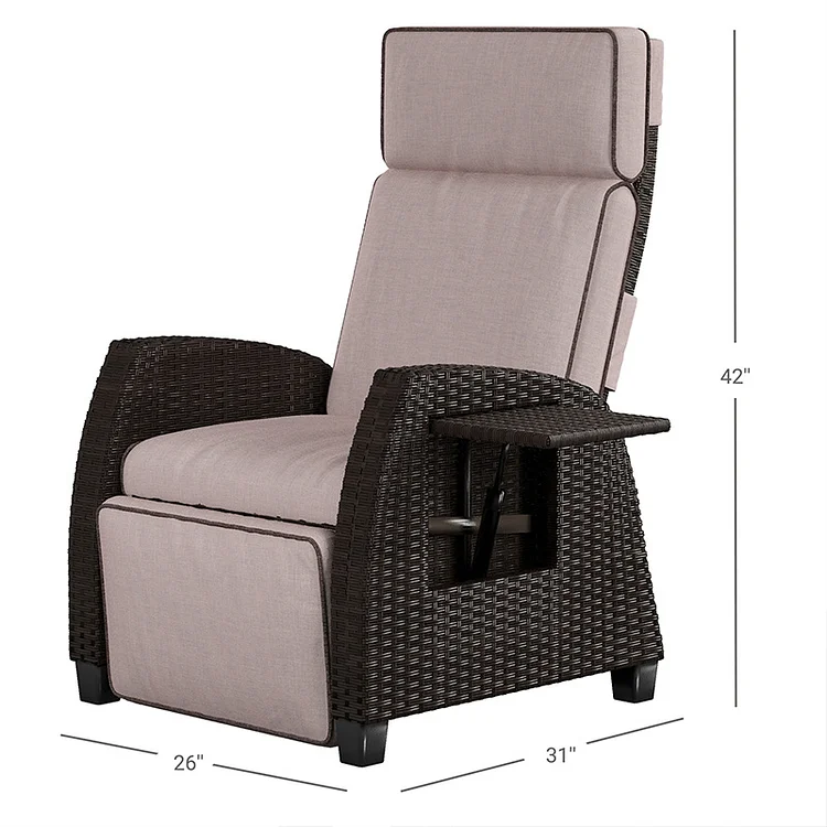 Domi Outdoor Living Adjustable Patio Recliner Chair Metal Outdoor Reclining  Lounge Chair with Removable Cushions (Beige)