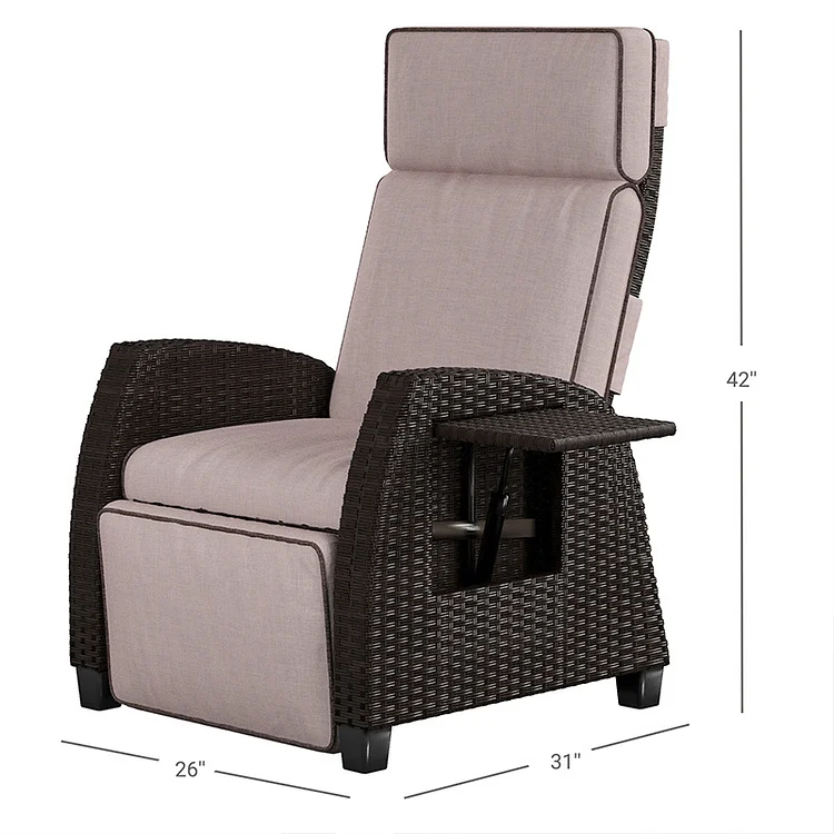 Cisvio Outdoor Recliner Adjustable Patio Reclining Lounge Chair with Olefin Cushion