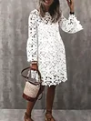 Casual Lace Hollow Flared Sleeves Round-Neck Mini Dress