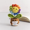 (Finished Product)Crochet Flower Potted Doll with Positive Card Desktop Ornaments, Potted Plants, Bouquets Gift Home Decor