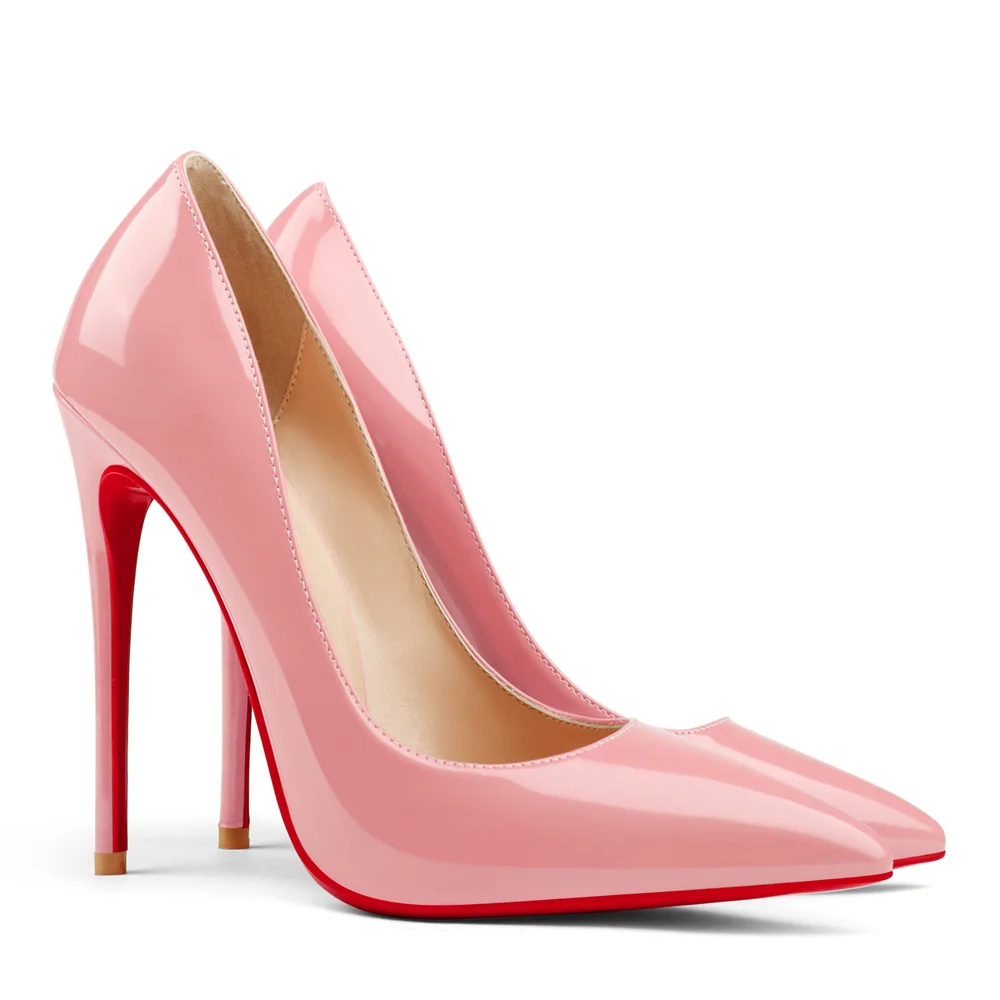 120mm Red Bottom Women's Pointy Toe Party Wedding Patent High Heels-MERUMOTE