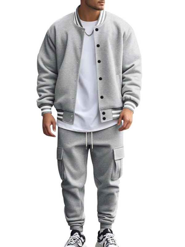 Mature Men Fashion Loose Sports Suit With Stand Collar