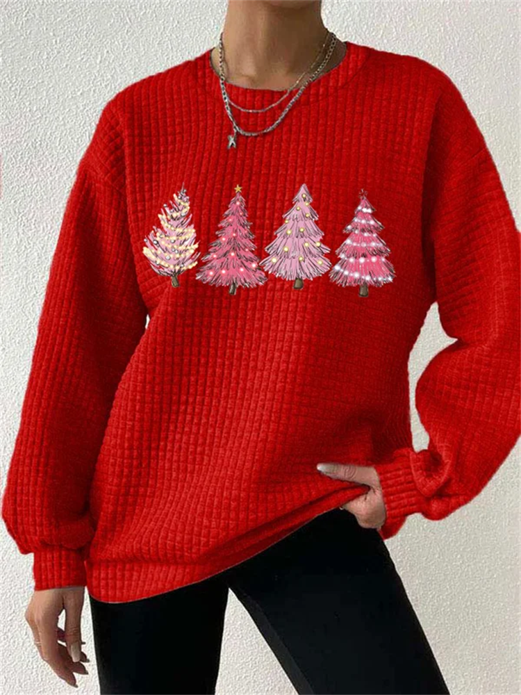 Comstylish Women's Pink Tree Casual Sweatshirt
