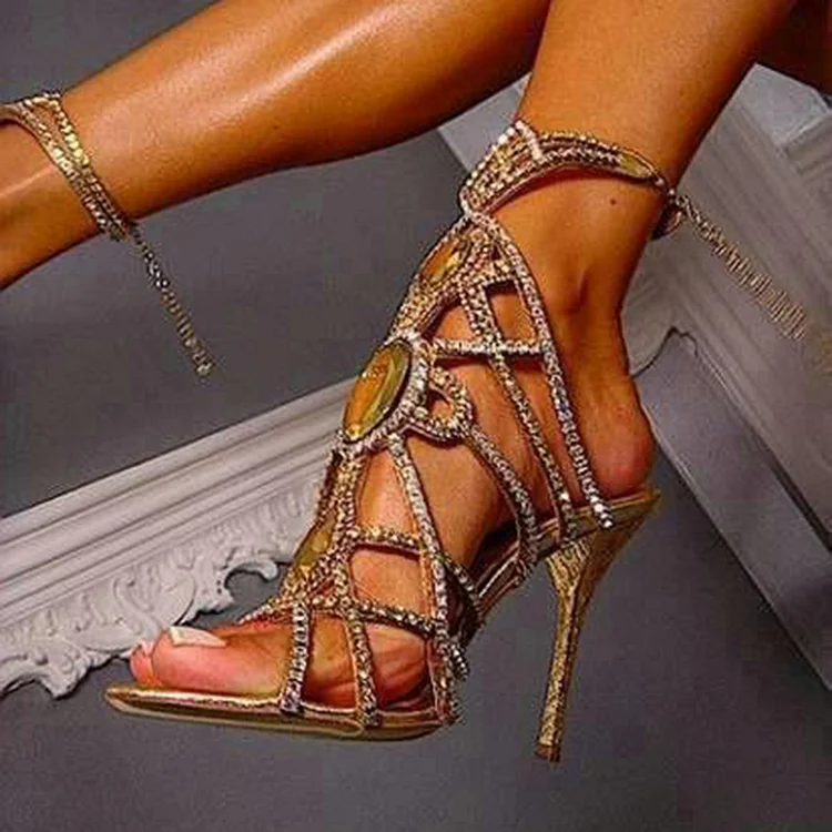 Strappy High Heel Sandals Open Toe Ankle Strap Shoes Vdcoo