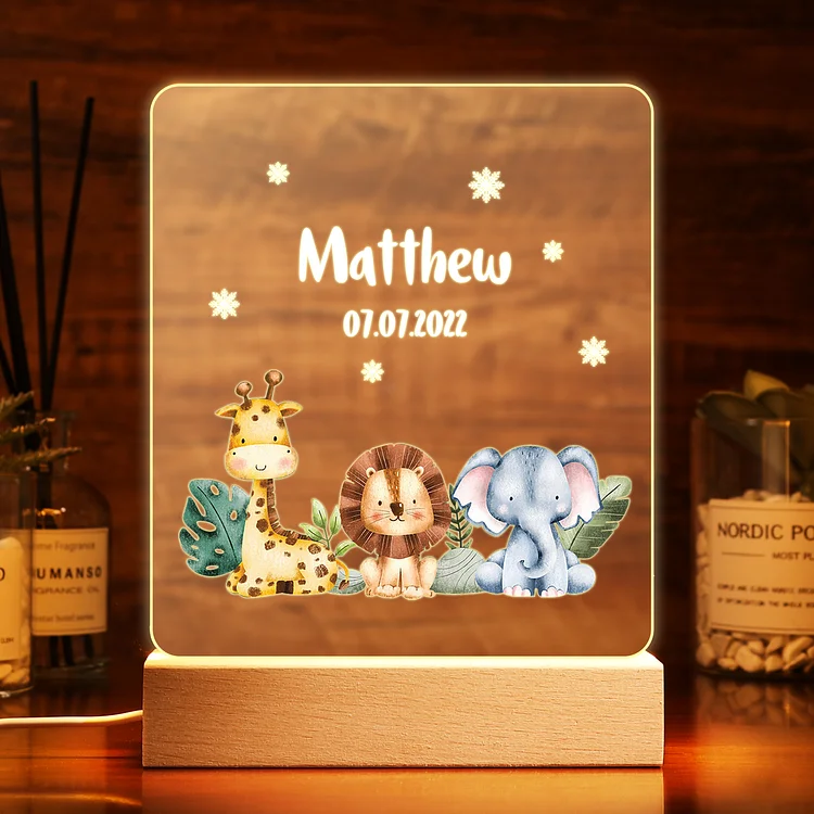 Personalized Animal Name Night Light LED Lamp Gifts For Kids