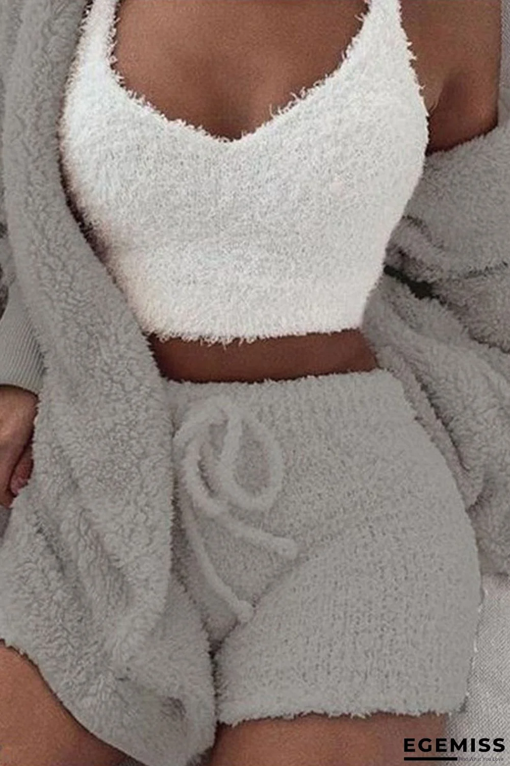 Grey Casual Solid Patchwork Hooded Collar Long Sleeve Three Pieces | EGEMISS