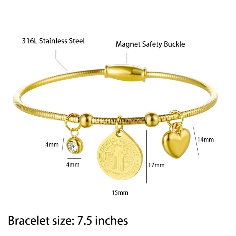 IG Style Minimalist Human Heart Shape 316 Stainless Steel  Zircon Bangle In Bulk