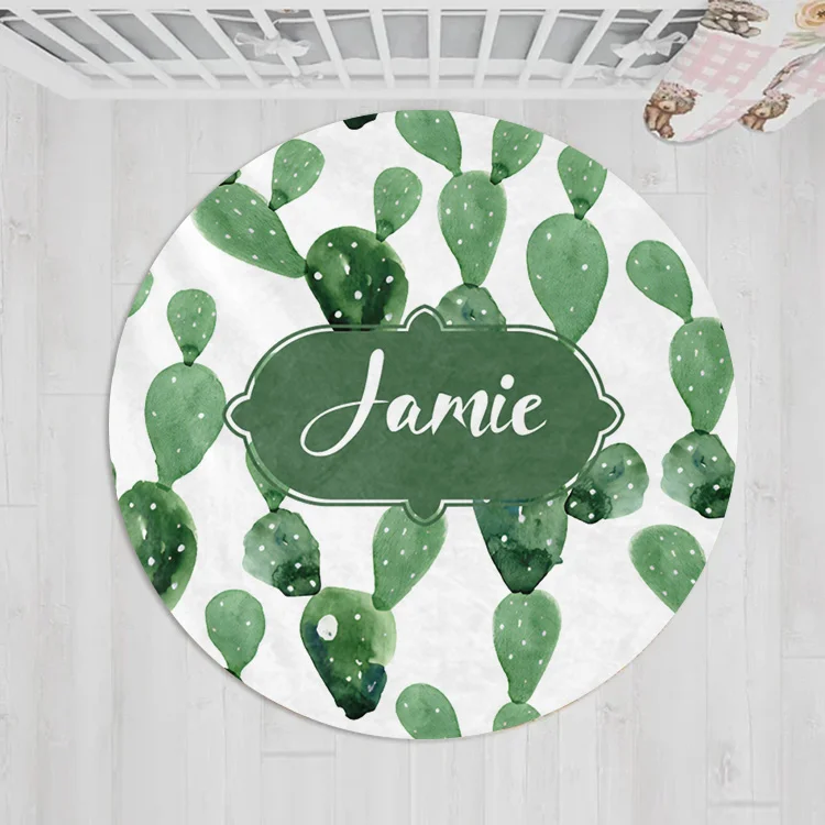 Personalized Baby Cactus Round Rug|R166