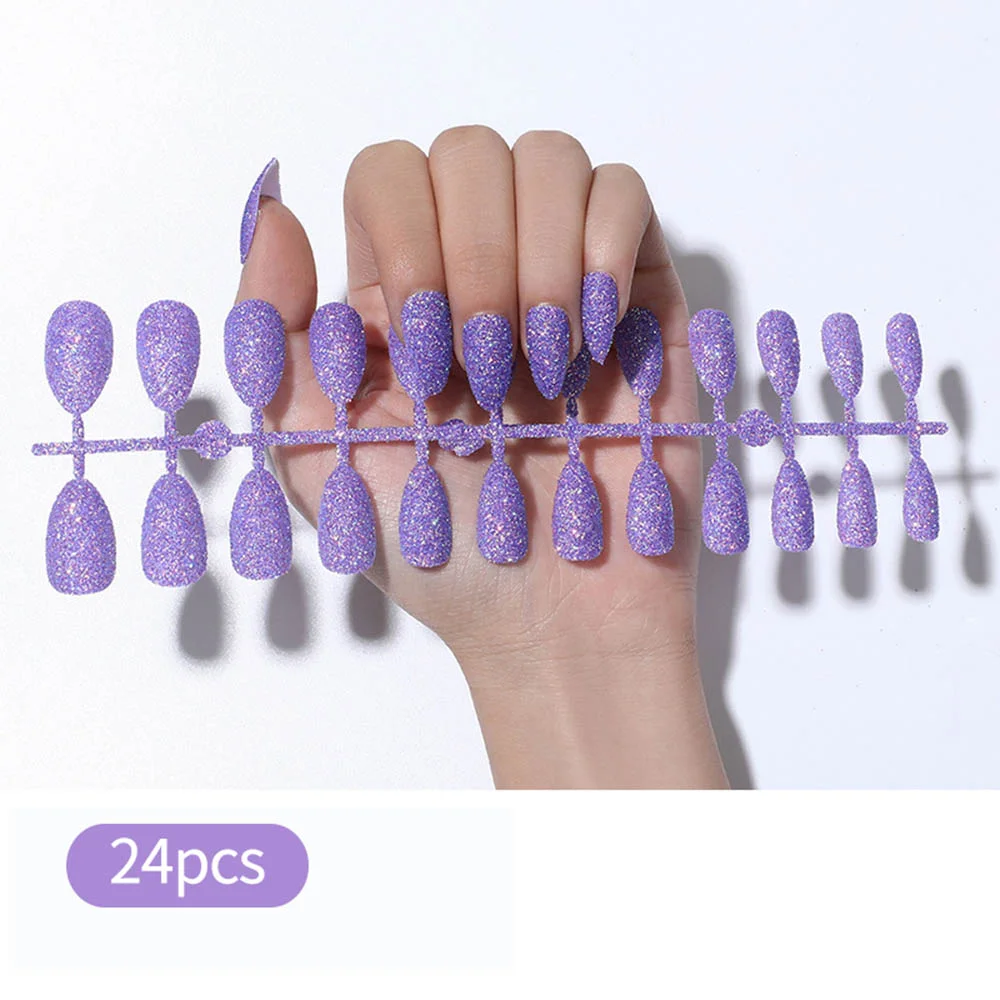 Free shipping fake nails Nail Art Decorations 24pcs Fake Nails Solid Color Frosted Matte Full Cover новогодние накладные ногти-Nail Inspo