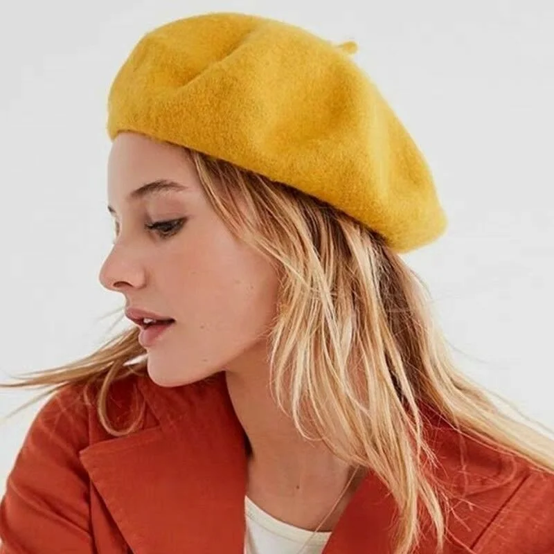 French Style Vintage Unisex Women Men Wool Warm Plain Beret Beanie Hat Cap Hot Selling Dropshipping