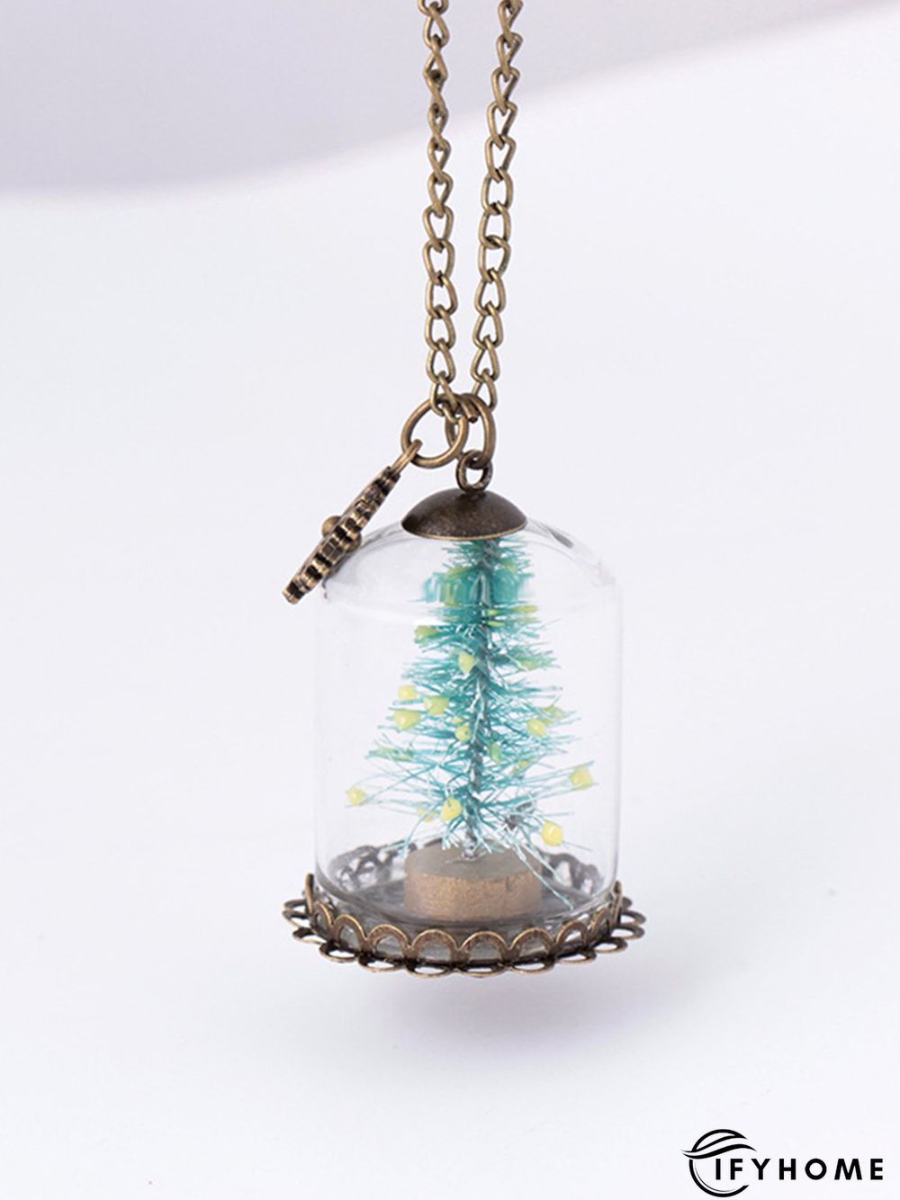 Christmas Tree Snow Glass Luminous Necklace Xmas Necklace | IFYHOME