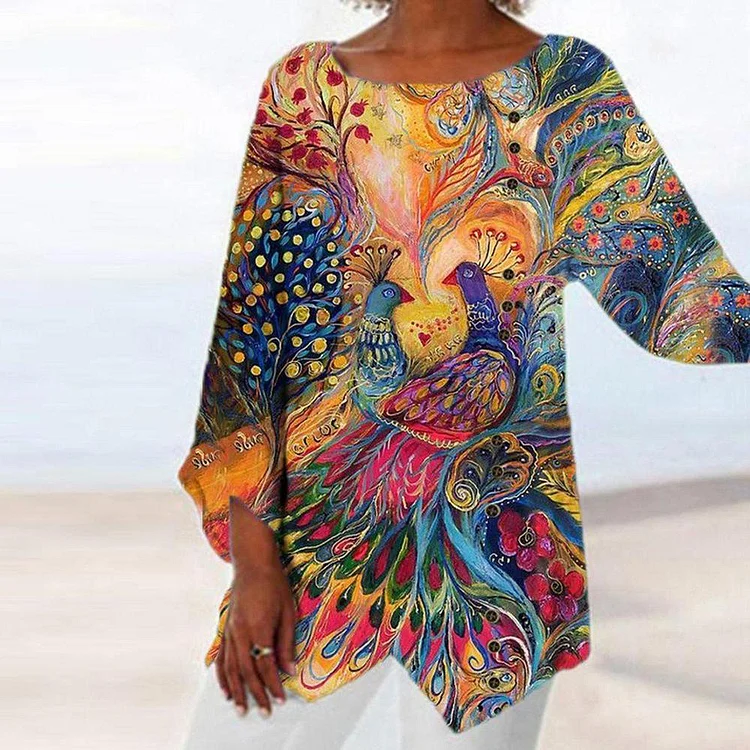 Peacock Art Dolman Top