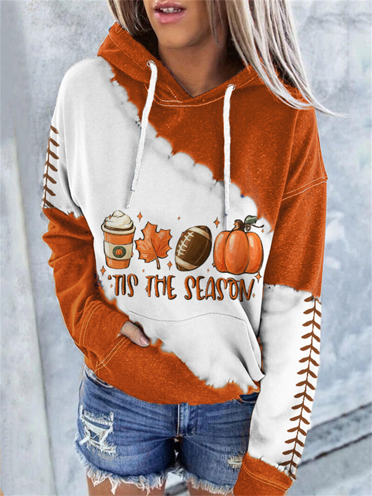 Fall Leaf Coffee Pumpkin Football Tie Dye Hoodie artswardrobe