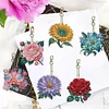 (US Only)6Pcs DIY Flower Special Shape 5D Diamond Art Keychain for Birthday Gift