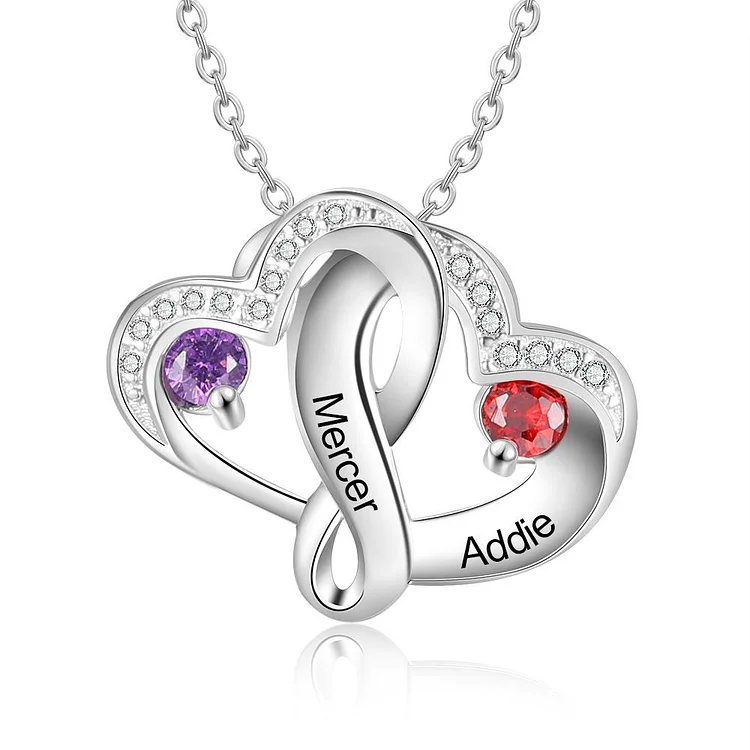 Double Heart Necklace Personalized Love Custom Gifts S925 Silver