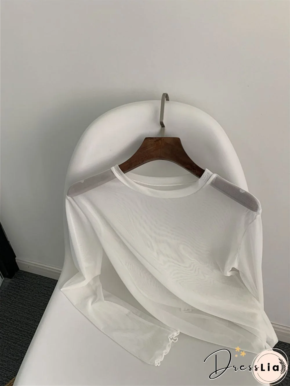 Oumea Women Beach Cover-Up Sheer Mesh Top Beach Wear Hawaiian Mesh Shirt Long Sleeve Casual Candy Color Solid Sweet Mesh Top