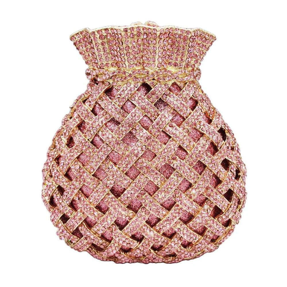 Fashion Yellow Crystal Evening Bags Party Purse Pouch Designer Bridal Wedding Clutch Bags Women Prom Handbags SM43