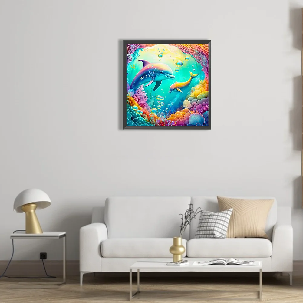 Diamond Painting - Full Round Drill - Dolphin(Canvas|30*30cm)