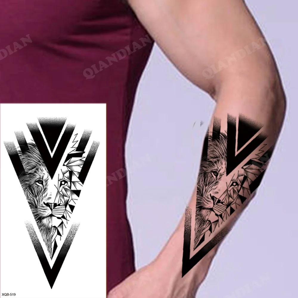 Sdrawing New Waterproof Temporary Tattoo Sticker Forest Lion King Tiger Skull Flash Man Wolf Dragon Body Art Arm Fake Tattoos Women