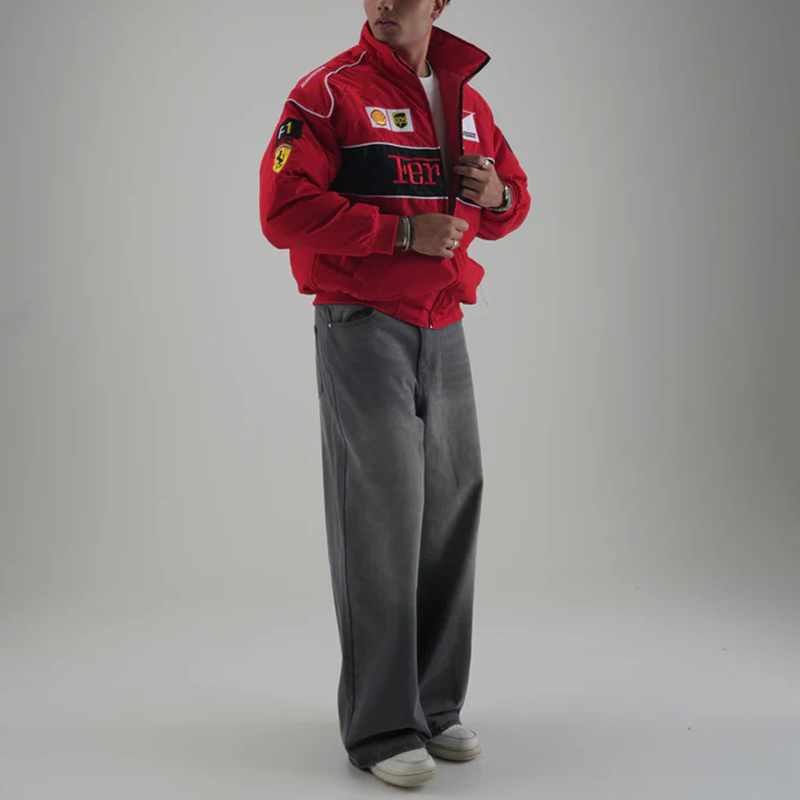 Unisex Racing Style Street Fashion Loose Racing Casual Print Jacket