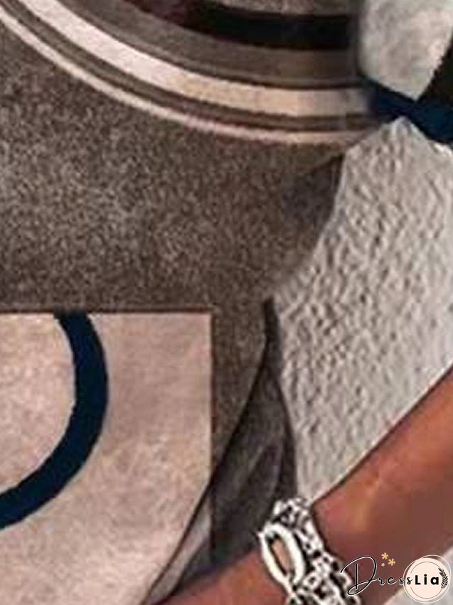 T shirt Tee Blouse Light Coffee Grey Graphic Geometric V Neck Print Short Sleeve Street Casual Tropical Daily Basic V Neck Regular S for Women