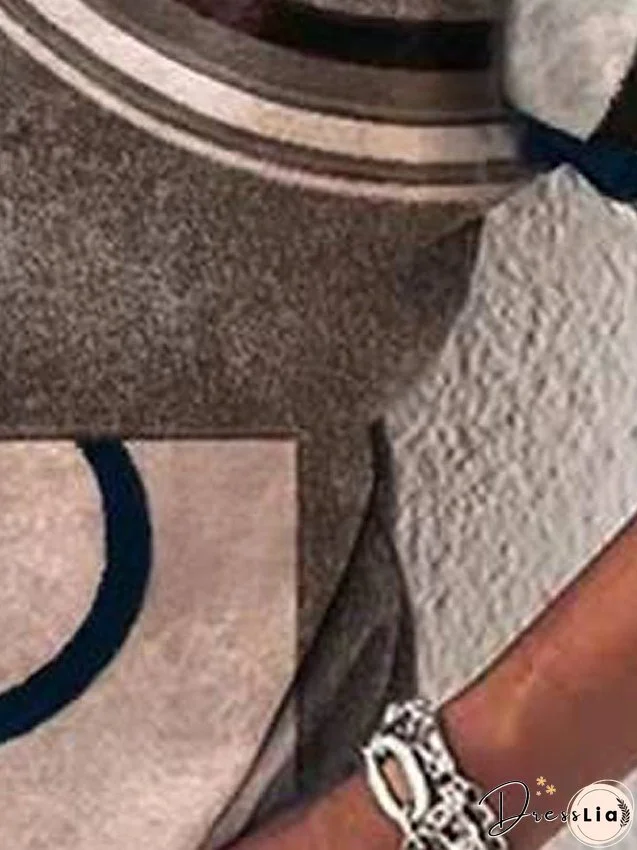 T shirt Tee Blouse Light Coffee Grey Graphic Geometric V Neck Print Short Sleeve Street Casual Tropical Daily Basic V Neck Regular S for Women