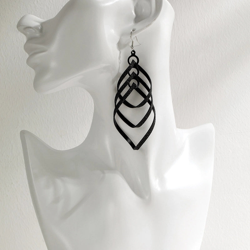 Fashion Pop Rock  Personality Earrings Earrings Golden Multi-layer Peach Heart Frosted Earrings Women