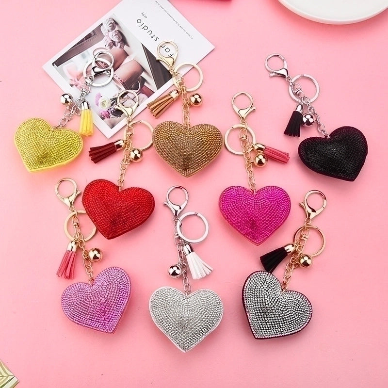 Creative Sequins Heart Pendant Tassel Key Chain