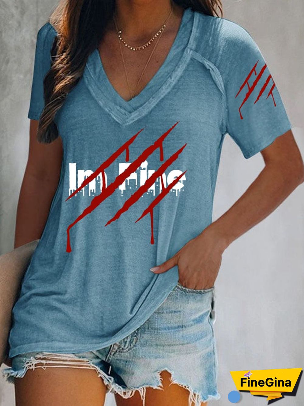 Women's Bloody I'm Fine Print Short Sleeve T-Shirt