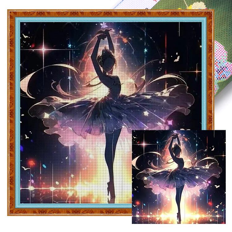 Ballet Girl Silhouette (40*40cm) 11CT Stamped Cross Stitch gbfke