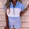 Women's Stitching Hooded Pocket Short Sports Suit Sportswear
