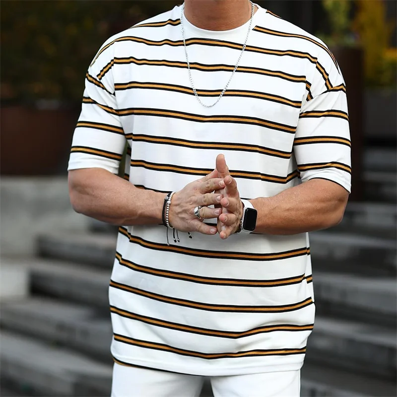 Men's Casual Striped Print T-shirt
