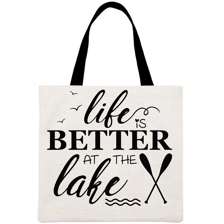 Life Is Better At The Lake Printed Linen Bag-Annaletters