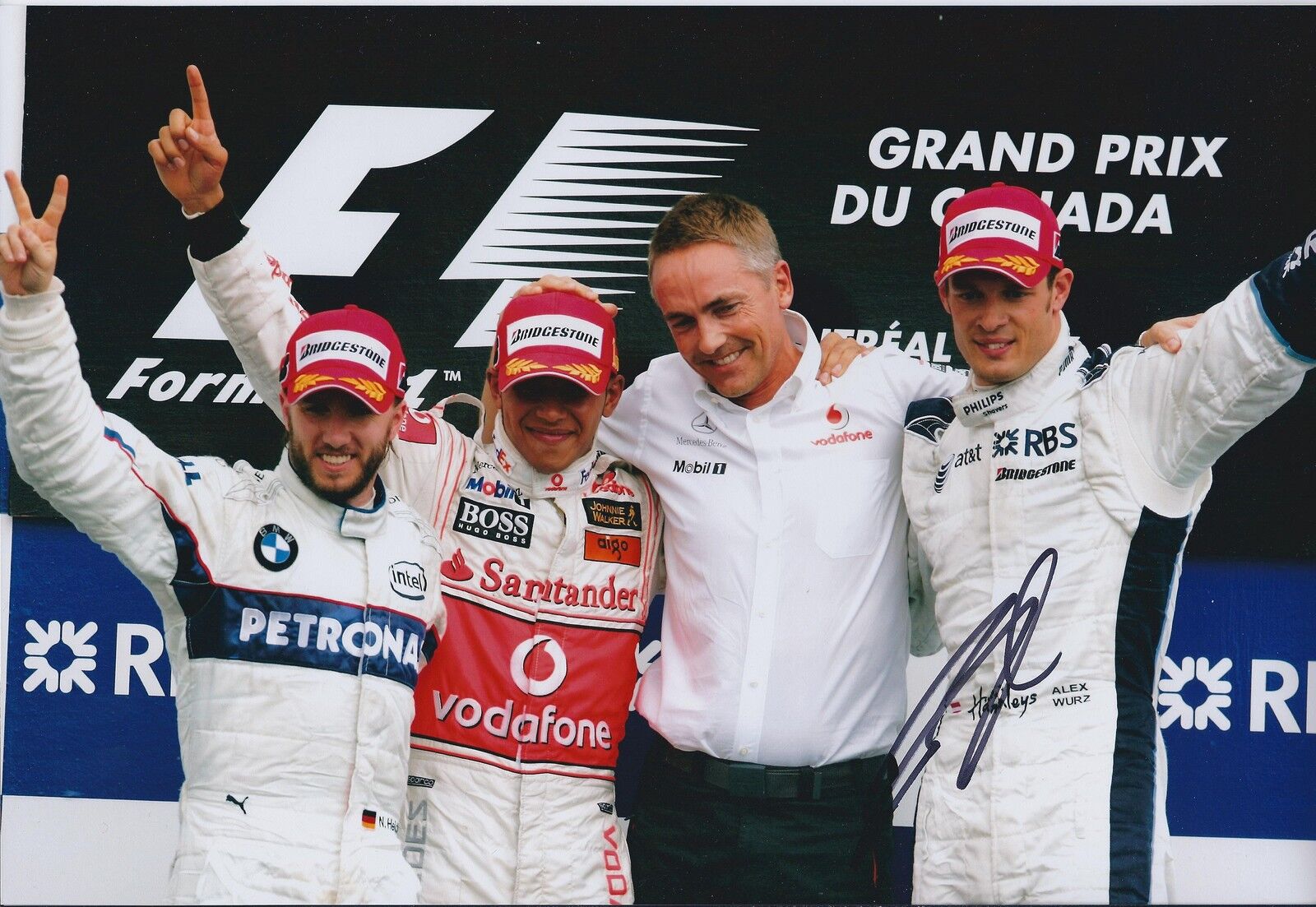 Alexander Alex WURZ SIGNED Podium CANADA F1 12x8 Photo Poster painting AFTAL COA Autograph