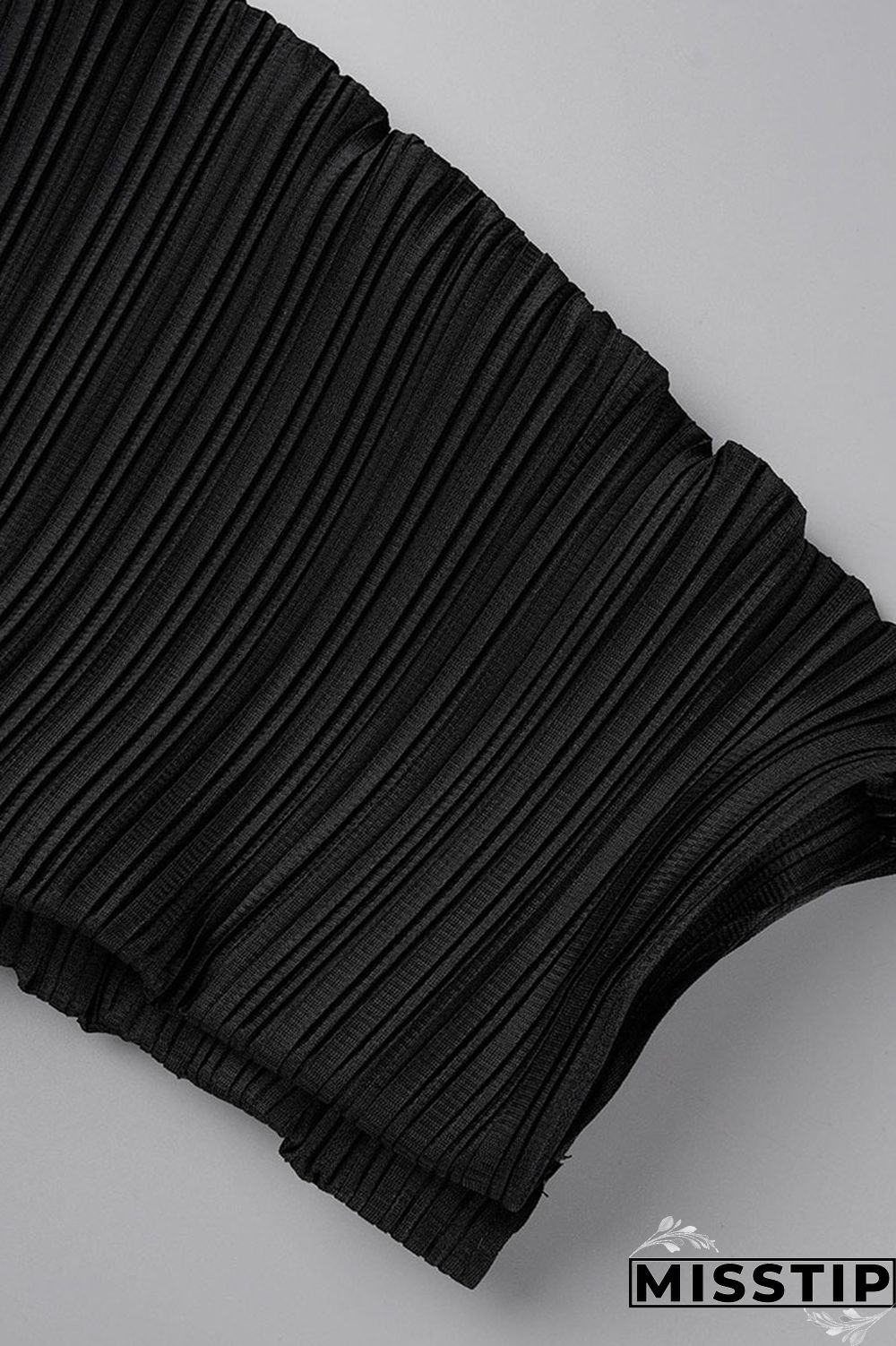 Black Casual Solid Patchwork Fold O Neck Straight Dresses